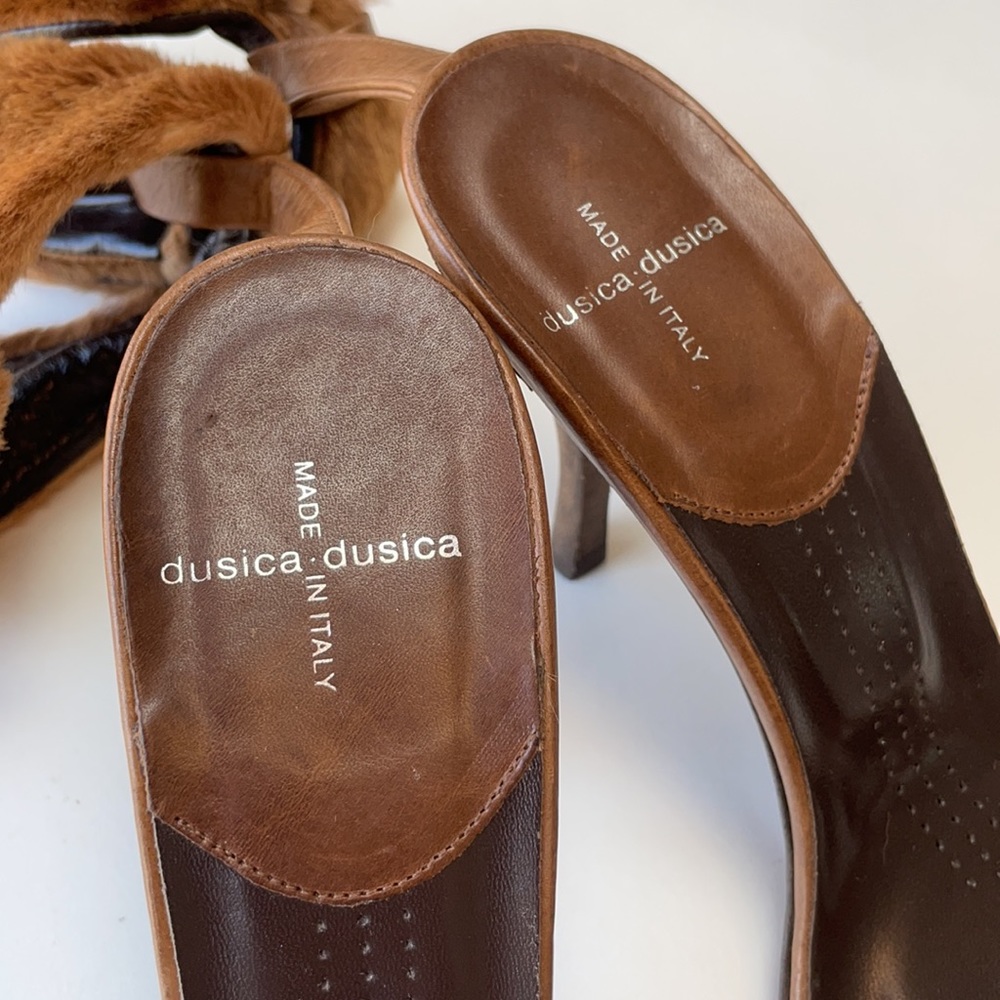dusica dusica Brown Rabbit Fur & Leather Heels - Picture 4 of 7